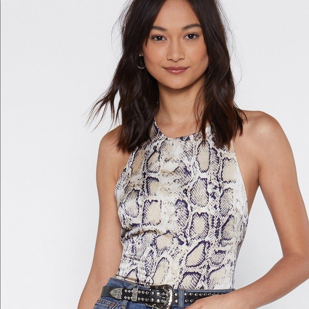 Nasty Gal Snake Print Halter Top